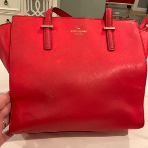 Kate spade handbag- Bright Red, lots of life left! Free shipping